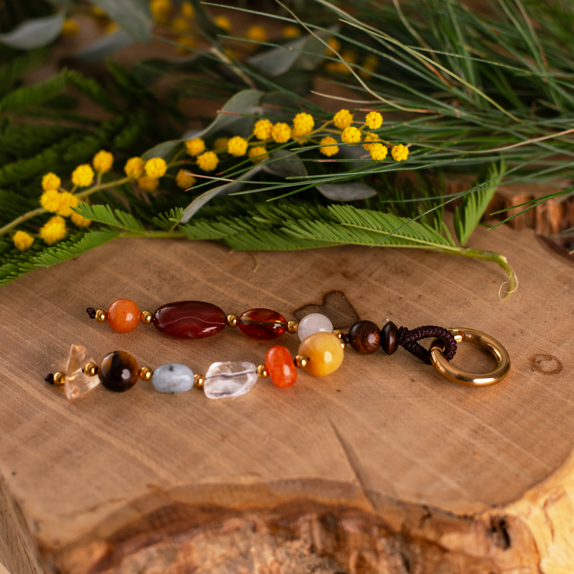 AMBRA SOLE – Charm pentru geantă din pietre naturale