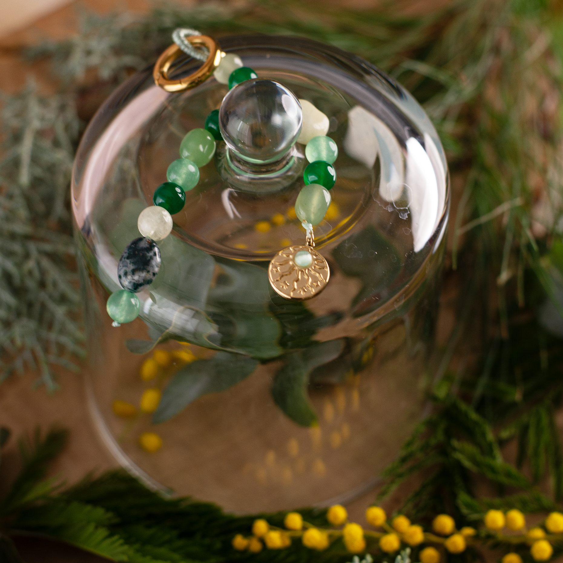 VERDE SOLE – Charm pentru geantă din pietre naturale